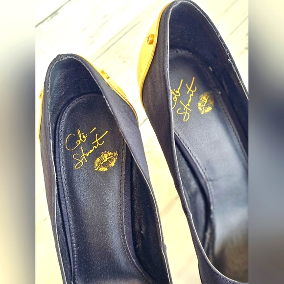 Colin Stuart Stunning Black & Gold High Heels Shoes Dressy Formal Size 8.5B - Picture 7 of 11